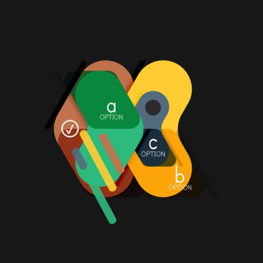 Düz tasarım geometrik infographics, ok şekli vektör etiket veya etiket, Fiyat etiketleri, promosyon rozet, simgesi tasarım, kağıt tarzı düzeni verileri grafik görselleştirme adım adım süreci için için teklif