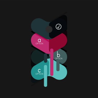 Düz tasarım geometrik infographics, ok şekli vektör etiket veya etiket, Fiyat etiketleri, promosyon rozet, simgesi tasarım, kağıt tarzı düzeni verileri grafik görselleştirme adım adım süreci için için teklif