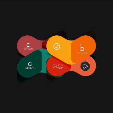 Düz tasarım geometrik infographics, ok şekli vektör etiket veya etiket, Fiyat etiketleri, promosyon rozet, simgesi tasarım, kağıt tarzı düzeni verileri grafik görselleştirme adım adım süreci için için teklif