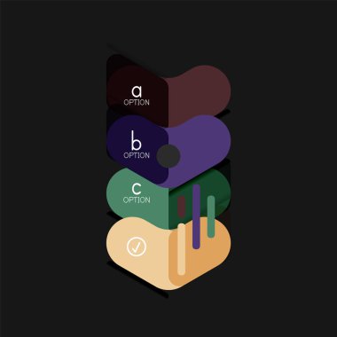 Düz tasarım geometrik infographics, ok şekli vektör etiket veya etiket, Fiyat etiketleri, promosyon rozet, simgesi tasarım, kağıt tarzı düzeni verileri grafik görselleştirme adım adım süreci için için teklif