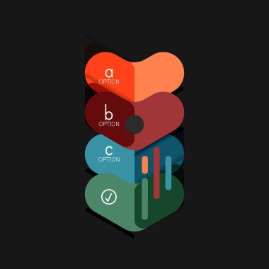 Düz tasarım geometrik infographics, ok şekli vektör etiket veya etiket, Fiyat etiketleri, promosyon rozet, simgesi tasarım, kağıt tarzı düzeni verileri grafik görselleştirme adım adım süreci için için teklif