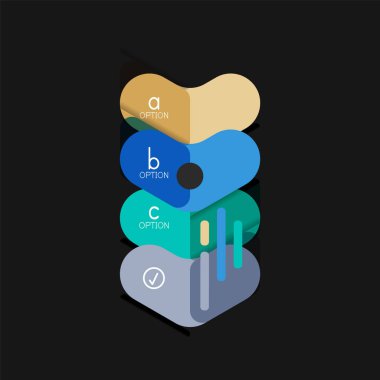 Düz tasarım geometrik infographics, ok şekli vektör etiket veya etiket, Fiyat etiketleri, promosyon rozet, simgesi tasarım, kağıt tarzı düzeni verileri grafik görselleştirme adım adım süreci için için teklif