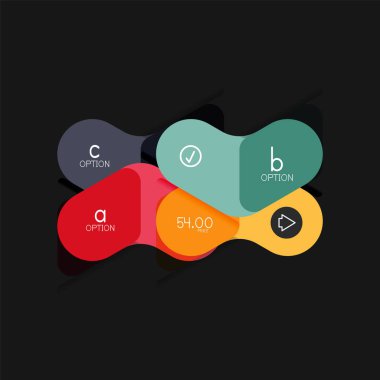 Düz tasarım geometrik infographics, ok şekli vektör etiket veya etiket, Fiyat etiketleri, promosyon rozet, simgesi tasarım, kağıt tarzı düzeni verileri grafik görselleştirme adım adım süreci için için teklif