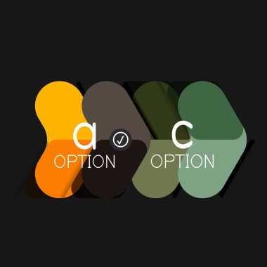 Düz tasarım geometrik infographics, ok şekli vektör etiket veya etiket, Fiyat etiketleri, promosyon rozet, simgesi tasarım, kağıt tarzı düzeni verileri grafik görselleştirme adım adım süreci için için teklif