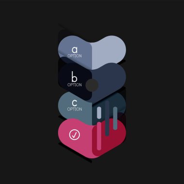 Düz tasarım geometrik infographics, ok şekli vektör etiket veya etiket, Fiyat etiketleri, promosyon rozet, simgesi tasarım, kağıt tarzı düzeni verileri grafik görselleştirme adım adım süreci için için teklif