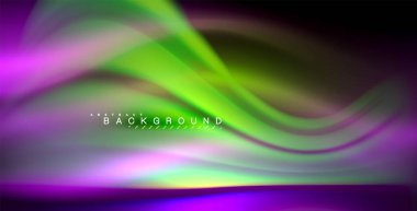 Neon parlayan dalga, sihirli enerji ve ışık arka plan