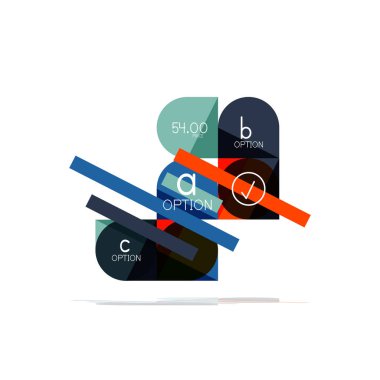 En az daire temiz soyut seçeneği adım Infographic tasarım öğesi, geometrik şekiller - Tur kareler, daireler ve satırları düzeni ile örnek metin