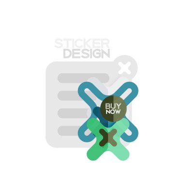 Düz tasarım çapraz şekil geometrik etiket simge, kağıt tarzı tasarım şimdi satın almak ile iş veya web sunum, app veya arayüzü düğmeleri için örnek metin