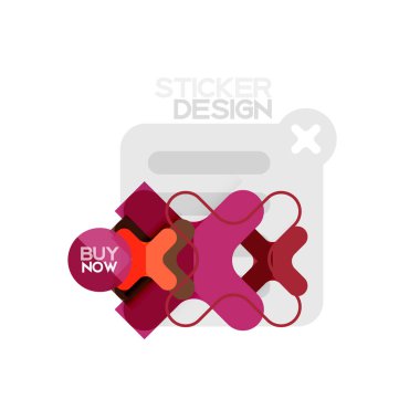 Düz tasarım çapraz şekil geometrik etiket simge, kağıt tarzı tasarım şimdi satın almak ile iş veya web sunumu, app veya arayüzü düğmeleri, internet web sitesi mağaza afiş ve etiketleri için örnek metin
