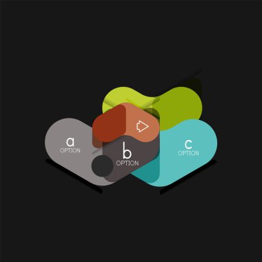 Düz tasarım geometrik infographics, ok şekli vektör etiket veya etiket, Fiyat etiketleri, promosyon rozet, simgesi tasarım, kağıt tarzı düzeni verileri grafik görselleştirme adım adım süreci için için teklif