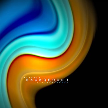 Sıvı karıştırma renkler dalga arka plan tasarlamak vektör. Renkli örgü dalgalar