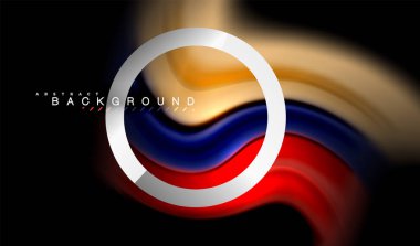 Gökkuşağı sıvı geometrik şekil dalga ve metalik renkler