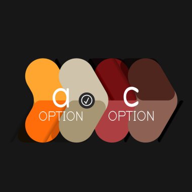 Düz tasarım geometrik infographics, ok şekli vektör etiket veya etiket, Fiyat etiketleri, promosyon rozet, simgesi tasarım, kağıt tarzı düzeni verileri grafik görselleştirme adım adım süreci için için teklif