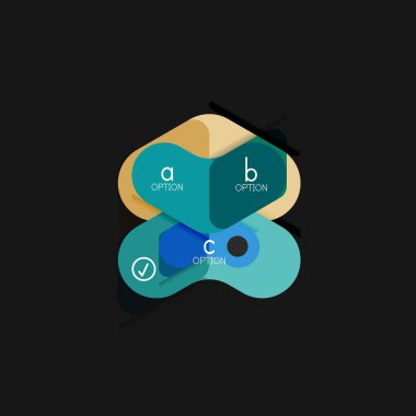 Düz tasarım geometrik infographics, ok şekli vektör etiket veya etiket, Fiyat etiketleri, promosyon rozet, simgesi tasarım, kağıt tarzı düzeni verileri grafik görselleştirme adım adım süreci için için teklif