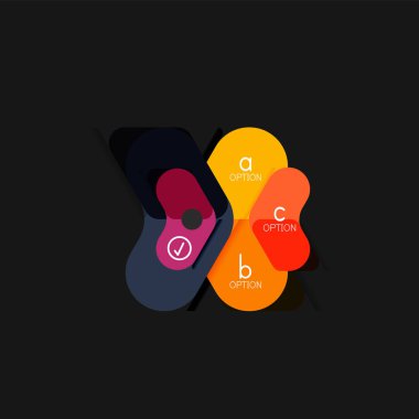 Düz tasarım geometrik infographics, ok şekli vektör etiket veya etiket, Fiyat etiketleri, promosyon rozet, simgesi tasarım, kağıt tarzı düzeni verileri grafik görselleştirme adım adım süreci için için teklif