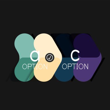 Düz tasarım geometrik infographics, ok şekli vektör etiket veya etiket, Fiyat etiketleri, promosyon rozet, simgesi tasarım, kağıt tarzı düzeni verileri grafik görselleştirme adım adım süreci için için teklif