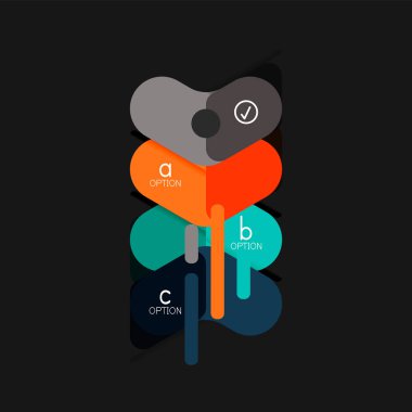 Düz tasarım geometrik infographics, ok şekli vektör etiket veya etiket, Fiyat etiketleri, promosyon rozet, simgesi tasarım, kağıt tarzı düzeni verileri grafik görselleştirme adım adım süreci için için teklif