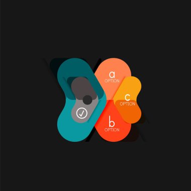 Düz tasarım geometrik infographics, ok şekli vektör etiket veya etiket, Fiyat etiketleri, promosyon rozet, simgesi tasarım, kağıt tarzı düzeni verileri grafik görselleştirme adım adım süreci için için teklif