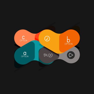 Düz tasarım geometrik infographics, ok şekli vektör etiket veya etiket, Fiyat etiketleri, promosyon rozet, simgesi tasarım, kağıt tarzı düzeni verileri grafik görselleştirme adım adım süreci için için teklif