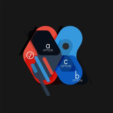 Düz tasarım geometrik infographics, ok şekli vektör etiket veya etiket, Fiyat etiketleri, promosyon rozet, simgesi tasarım, kağıt tarzı düzeni verileri grafik görselleştirme adım adım süreci için için teklif