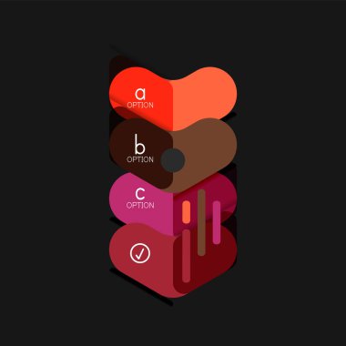 Düz tasarım geometrik infographics, ok şekli vektör etiket veya etiket, Fiyat etiketleri, promosyon rozet, simgesi tasarım, kağıt tarzı düzeni verileri grafik görselleştirme adım adım süreci için için teklif