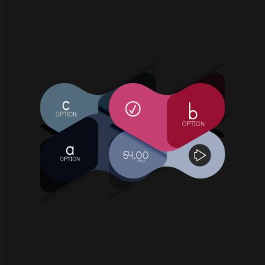 Düz tasarım geometrik infographics, ok şekli vektör etiket veya etiket, Fiyat etiketleri, promosyon rozet, simgesi tasarım, kağıt tarzı düzeni verileri grafik görselleştirme adım adım süreci için için teklif