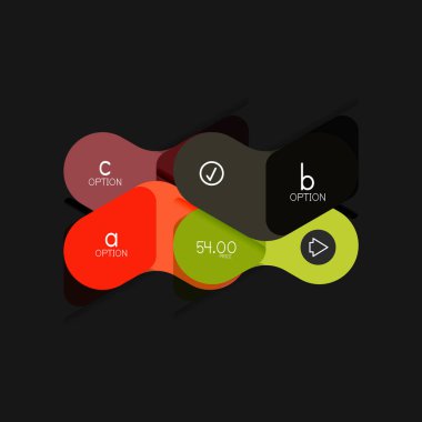 Düz tasarım geometrik infographics, ok şekli vektör etiket veya etiket, Fiyat etiketleri, promosyon rozet, simgesi tasarım, kağıt tarzı düzeni verileri grafik görselleştirme adım adım süreci için için teklif