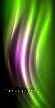 Neon parlayan dalga, sihirli enerji ve ışık arka plan