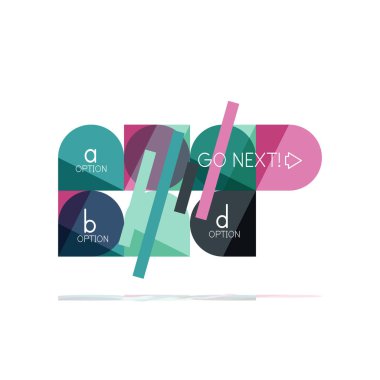 En az daire temiz soyut seçeneği adım Infographic tasarım öğesi, geometrik şekiller - Tur kareler, daireler ve satırları düzeni ile örnek metin