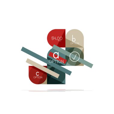 En az daire temiz soyut seçeneği adım Infographic tasarım öğesi, geometrik şekiller - Tur kareler, daireler ve satırları düzeni ile örnek metin