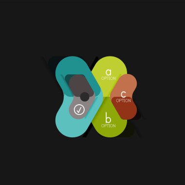 Düz tasarım geometrik infographics, ok şekli vektör etiket veya etiket, Fiyat etiketleri, promosyon rozet, simgesi tasarım, kağıt tarzı düzeni verileri grafik görselleştirme adım adım süreci için için teklif