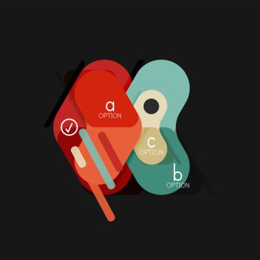 Düz tasarım geometrik infographics, ok şekli vektör etiket veya etiket, Fiyat etiketleri, promosyon rozet, simgesi tasarım, kağıt tarzı düzeni verileri grafik görselleştirme adım adım süreci için için teklif