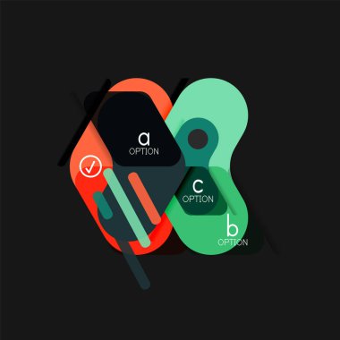 Düz tasarım geometrik infographics, ok şekli vektör etiket veya etiket, Fiyat etiketleri, promosyon rozet, simgesi tasarım, kağıt tarzı düzeni verileri grafik görselleştirme adım adım süreci için için teklif