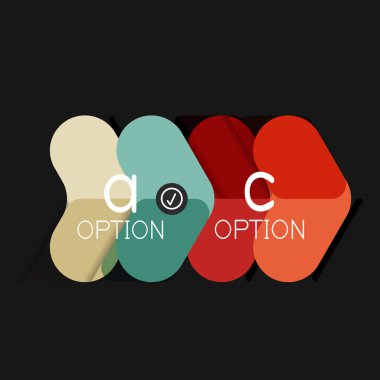 Düz tasarım geometrik infographics, ok şekli vektör etiket veya etiket, Fiyat etiketleri, promosyon rozet, simgesi tasarım, kağıt tarzı düzeni verileri grafik görselleştirme adım adım süreci için için teklif