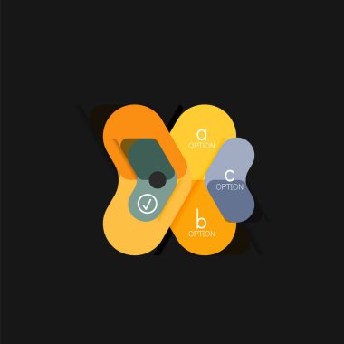 Düz tasarım geometrik infographics, ok şekli vektör etiket veya etiket, Fiyat etiketleri, promosyon rozet, simgesi tasarım, kağıt tarzı düzeni verileri grafik görselleştirme adım adım süreci için için teklif