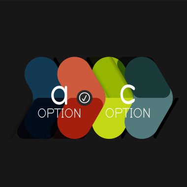 Düz tasarım geometrik infographics, ok şekli vektör etiket veya etiket, Fiyat etiketleri, promosyon rozet, simgesi tasarım, kağıt tarzı düzeni verileri grafik görselleştirme adım adım süreci için için teklif