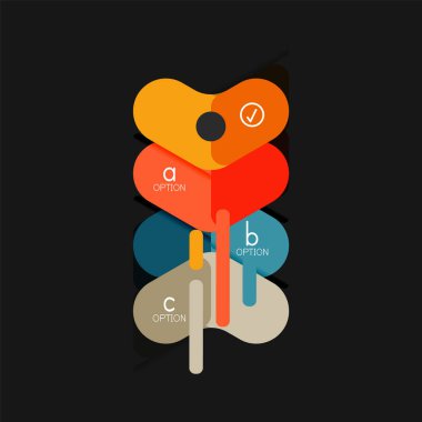 Düz tasarım geometrik infographics, ok şekli vektör etiket veya etiket, Fiyat etiketleri, promosyon rozet, simgesi tasarım, kağıt tarzı düzeni verileri grafik görselleştirme adım adım süreci için için teklif