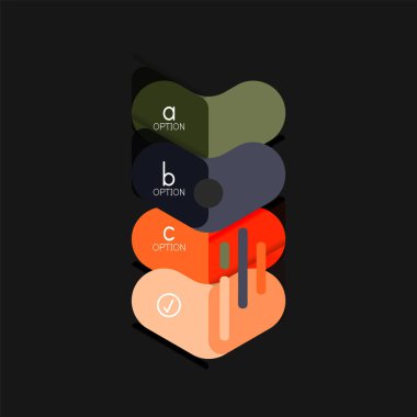 Düz tasarım geometrik infographics, ok şekli vektör etiket veya etiket, Fiyat etiketleri, promosyon rozet, simgesi tasarım, kağıt tarzı düzeni verileri grafik görselleştirme adım adım süreci için için teklif