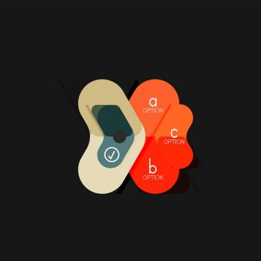 Düz tasarım geometrik infographics, ok şekli vektör etiket veya etiket, Fiyat etiketleri, promosyon rozet, simgesi tasarım, kağıt tarzı düzeni verileri grafik görselleştirme adım adım süreci için için teklif