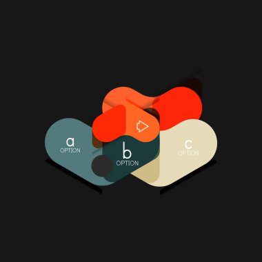 Düz tasarım geometrik infographics, ok şekli vektör etiket veya etiket, Fiyat etiketleri, promosyon rozet, simgesi tasarım, kağıt tarzı düzeni verileri grafik görselleştirme adım adım süreci için için teklif