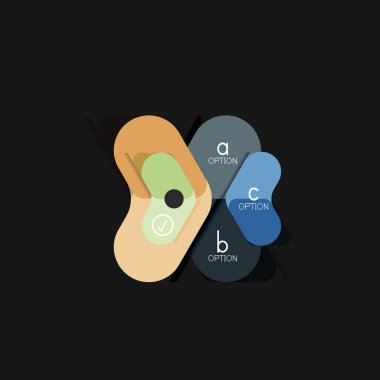 Düz tasarım geometrik infographics, ok şekli vektör etiket veya etiket, Fiyat etiketleri, promosyon rozet, simgesi tasarım, kağıt tarzı düzeni verileri grafik görselleştirme adım adım süreci için için teklif