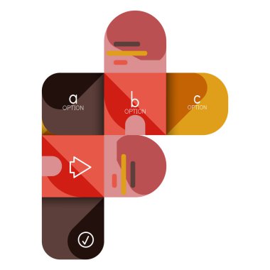 Infographics seçeneği ve adım adım içinde yuvarlak kareler, grafik, grafik, diyagram seçenekleri, parçalar, süreçleri ile unsuru