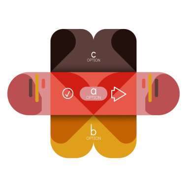 Infographics seçeneği ve adım adım içinde yuvarlak kareler, grafik, grafik, diyagram seçenekleri, parçalar, süreçleri ile unsuru. Sunuyu veya web bilgi ekranı için vektör iş şablonu