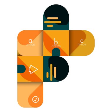 Infographics seçeneği ve adım adım içinde yuvarlak kareler, grafik, grafik, diyagram seçenekleri, parçalar, süreçleri ile unsuru