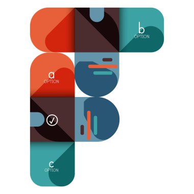 Infographics seçeneği ve adım adım içinde yuvarlak kareler, grafik, grafik, diyagram seçenekleri, parçalar, süreçleri ile unsuru