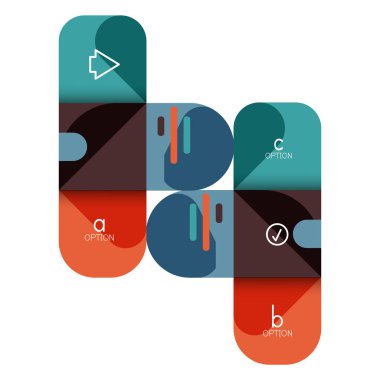 Infographics seçeneği ve adım adım içinde yuvarlak kareler, grafik, grafik, diyagram seçenekleri, parçalar, süreçleri ile unsuru