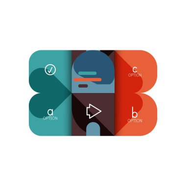 Infographics seçeneği ve adım adım içinde yuvarlak kareler, grafik, grafik, diyagram seçenekleri, parçalar, süreçleri ile unsuru