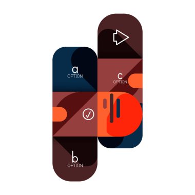 Infographics seçeneği ve adım adım içinde yuvarlak kareler, grafik, grafik, diyagram seçenekleri, parçalar, süreçleri ile unsuru