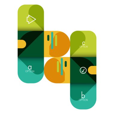 Infographics seçeneği ve adım adım içinde yuvarlak kareler, grafik, grafik, diyagram seçenekleri, parçalar, süreçleri ile unsuru