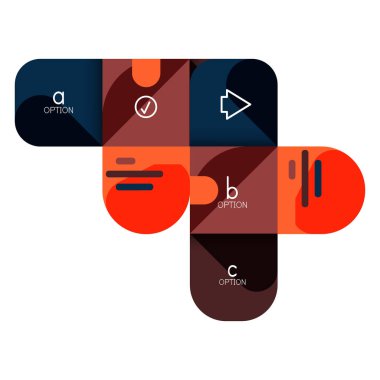 Infographics seçeneği ve adım adım içinde yuvarlak kareler, grafik, grafik, diyagram seçenekleri, parçalar, süreçleri ile unsuru